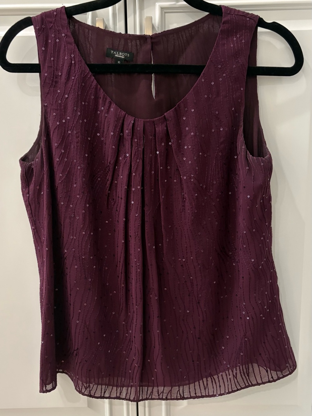 Talbots Women's Plum Sleeveless Beaded Shell Top